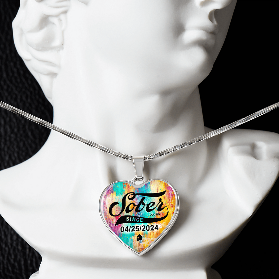 Marr Sobriety Gift | Sober Since Heart Necklace with Personalized Date