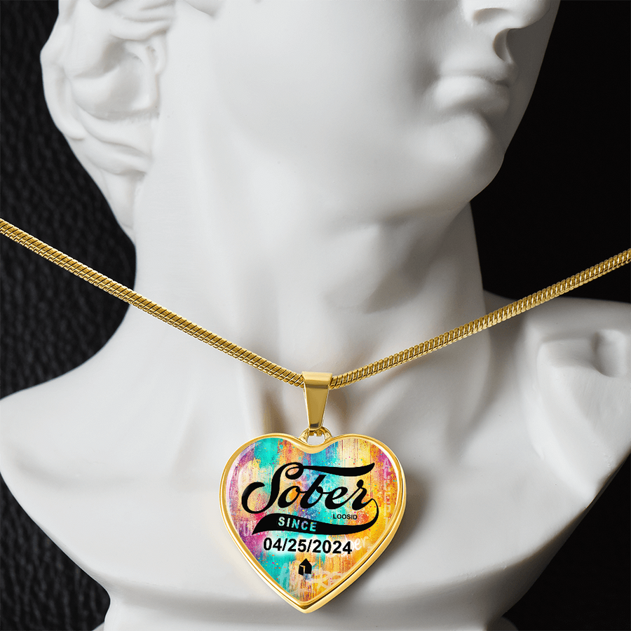 Marr Sobriety Gift | Sober Since Heart Necklace with Personalized Date