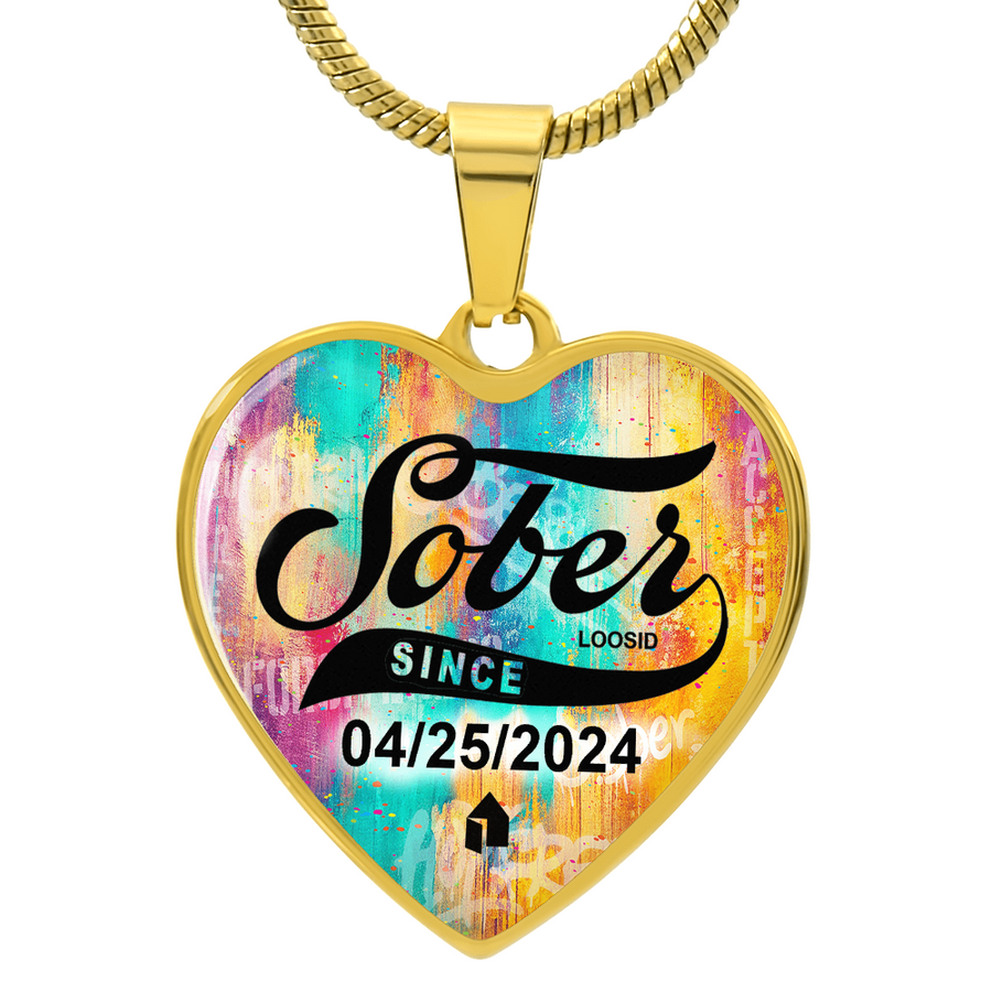 Marr Sobriety Gift | Sober Since Heart Necklace with Personalized Date