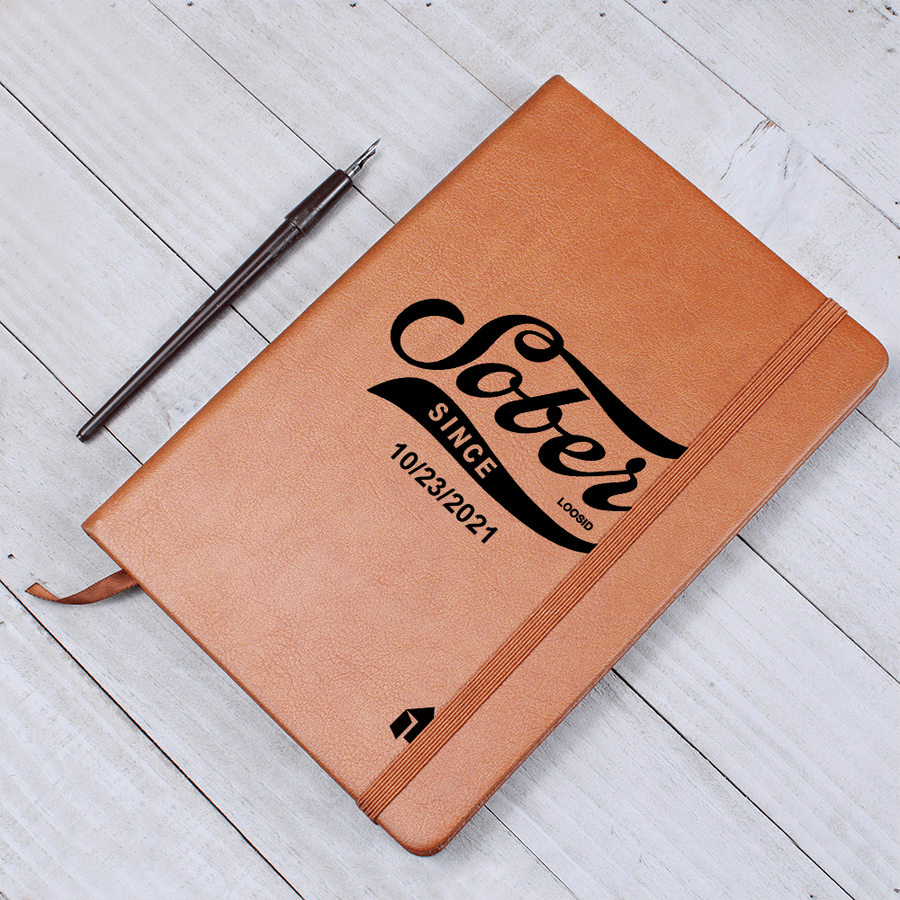 Marr Sober Since Vegan leather Journal w/ Personalized Sobriety Date