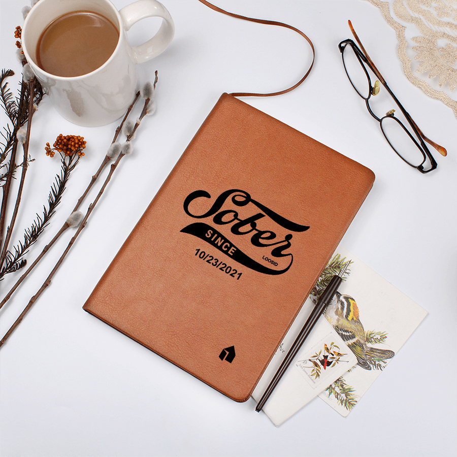 Marr Sober Since Vegan leather Journal w/ Personalized Sobriety Date