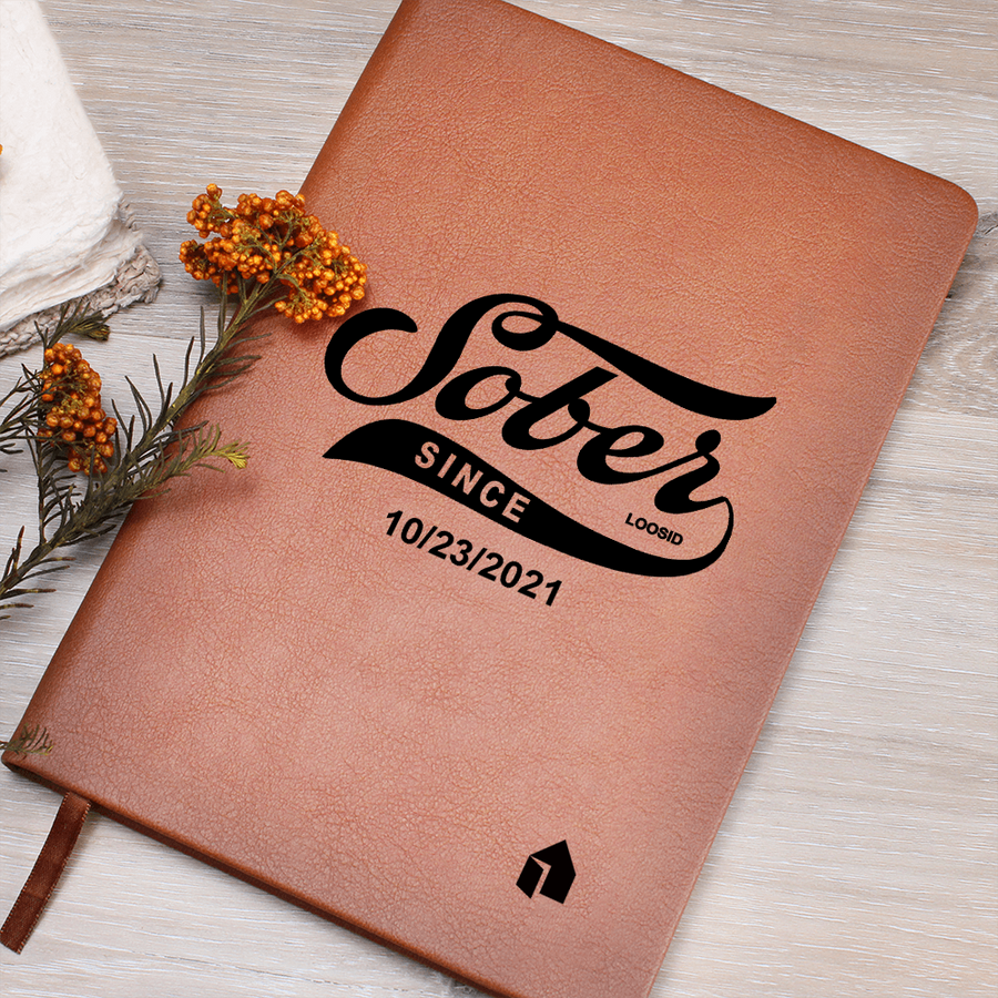 Marr Sober Since Vegan leather Journal w/ Personalized Sobriety Date
