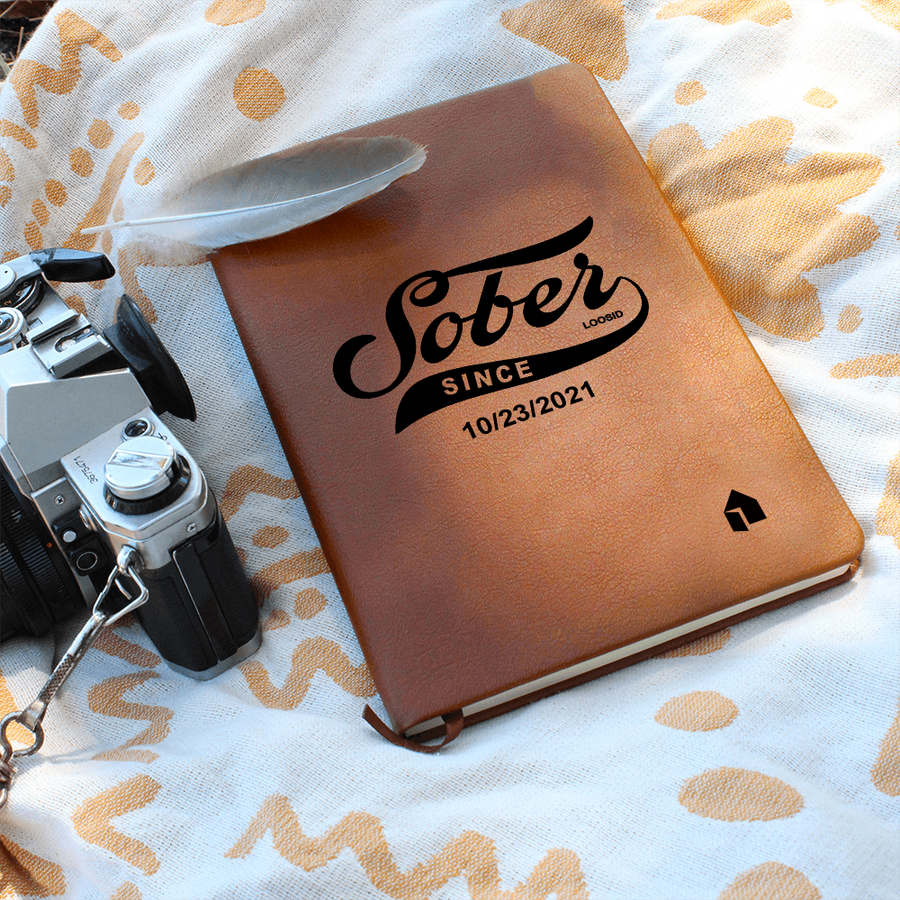 Marr Sober Since Vegan leather Journal w/ Personalized Sobriety Date
