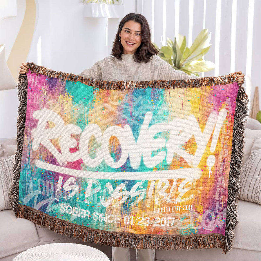 Recovery Is Possible Woven Blanket w/ Personalized Sobriety Date