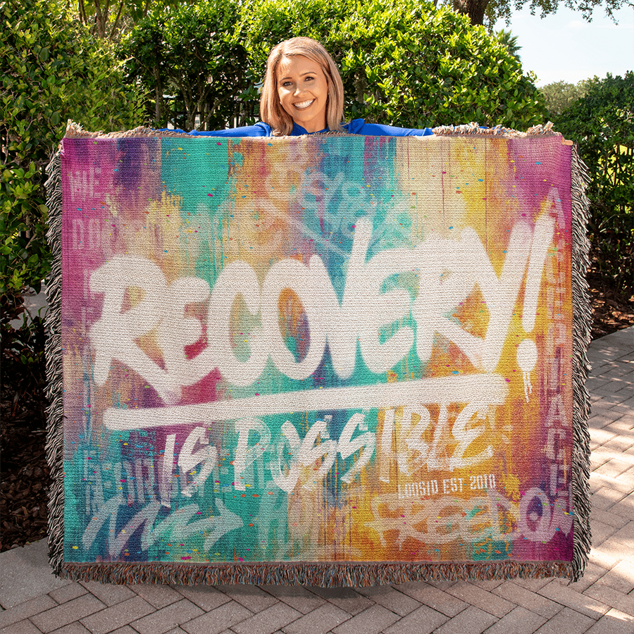 Recovery Is Possible Woven Blanket w/ Personalized Sobriety Date