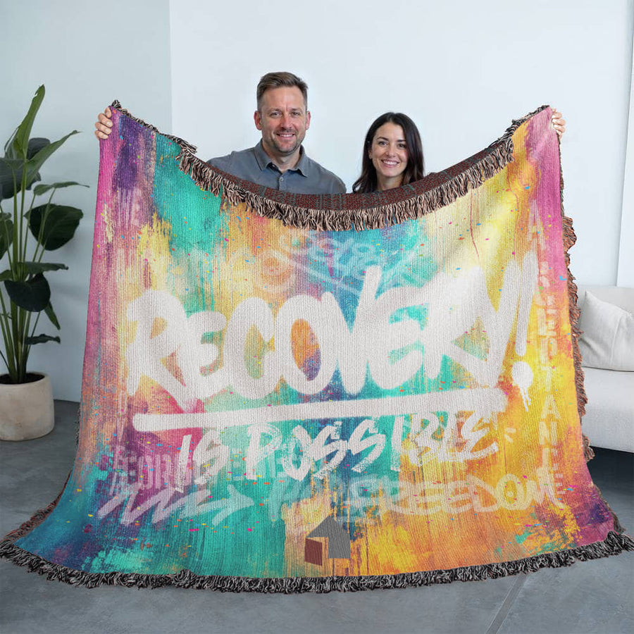Recovery Is Possible Woven Blanket w/ Personalized Sobriety Date