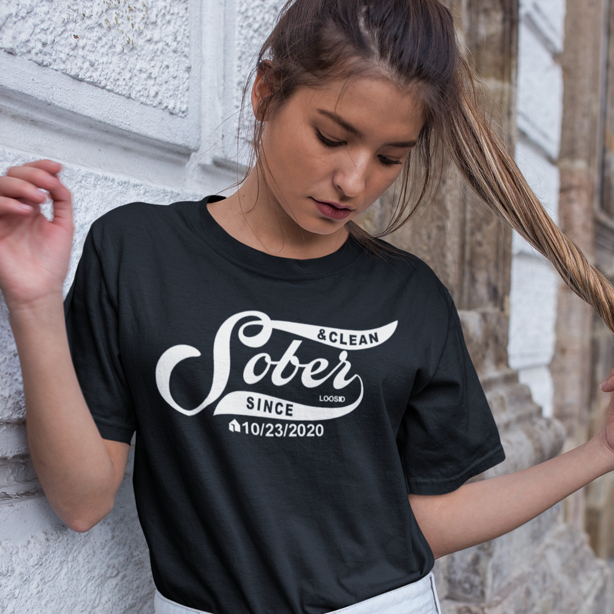 Marr Women's Sober Since T-Shirt w/ Personalized Sobriety Date