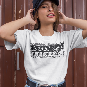 Marr Women’s Recovery Is Possible T-Shirt w/ Personalized Sobriety Date