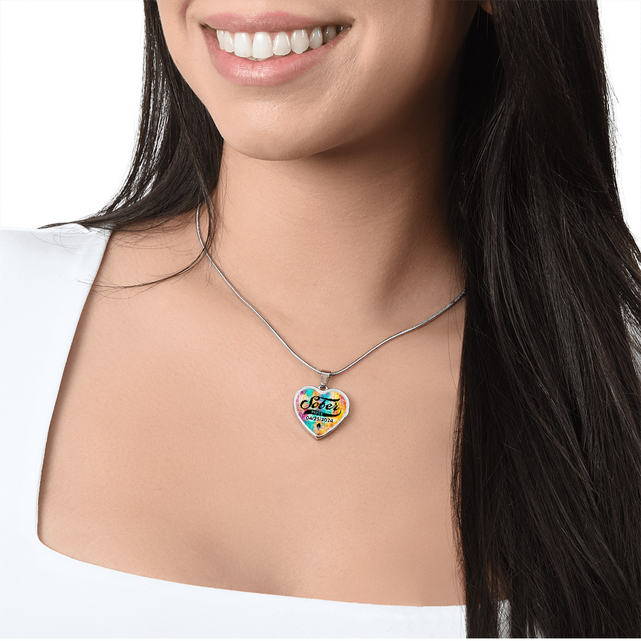 Marr Sobriety Gift | Sober Since Heart Necklace with Personalized Date