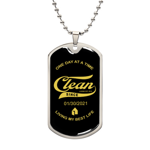 1-Marr Clean Since Dog Tag w/Personalized Sobriety Date