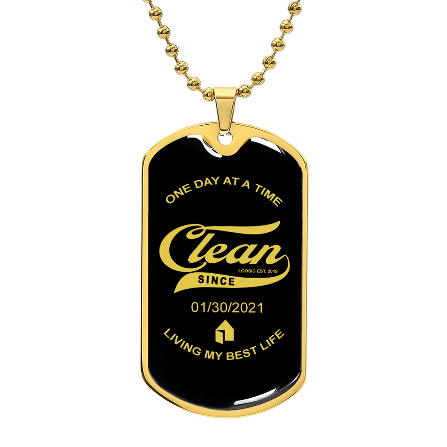 1-Marr Clean Since Dog Tag w/Personalized Sobriety Date