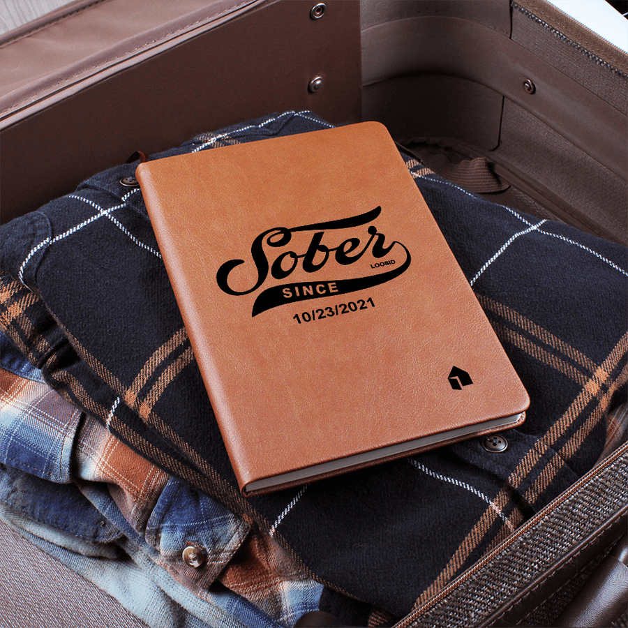 Marr Sober Since Vegan leather Journal w/ Personalized Sobriety Date