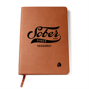 Marr Sober Since Vegan leather Journal w/ Personalized Sobriety Date