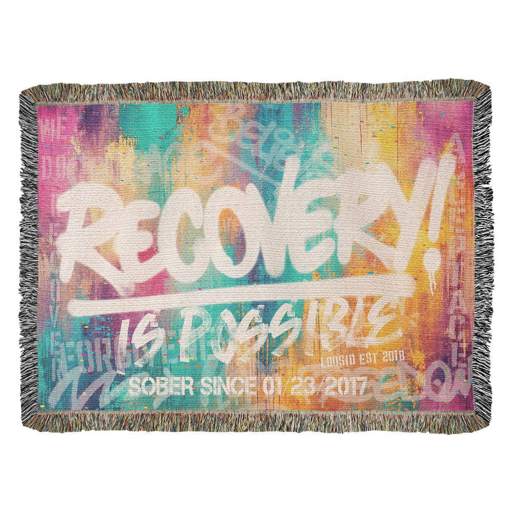 Recovery Is Possible Woven Blanket w/ Personalized Sobriety Date