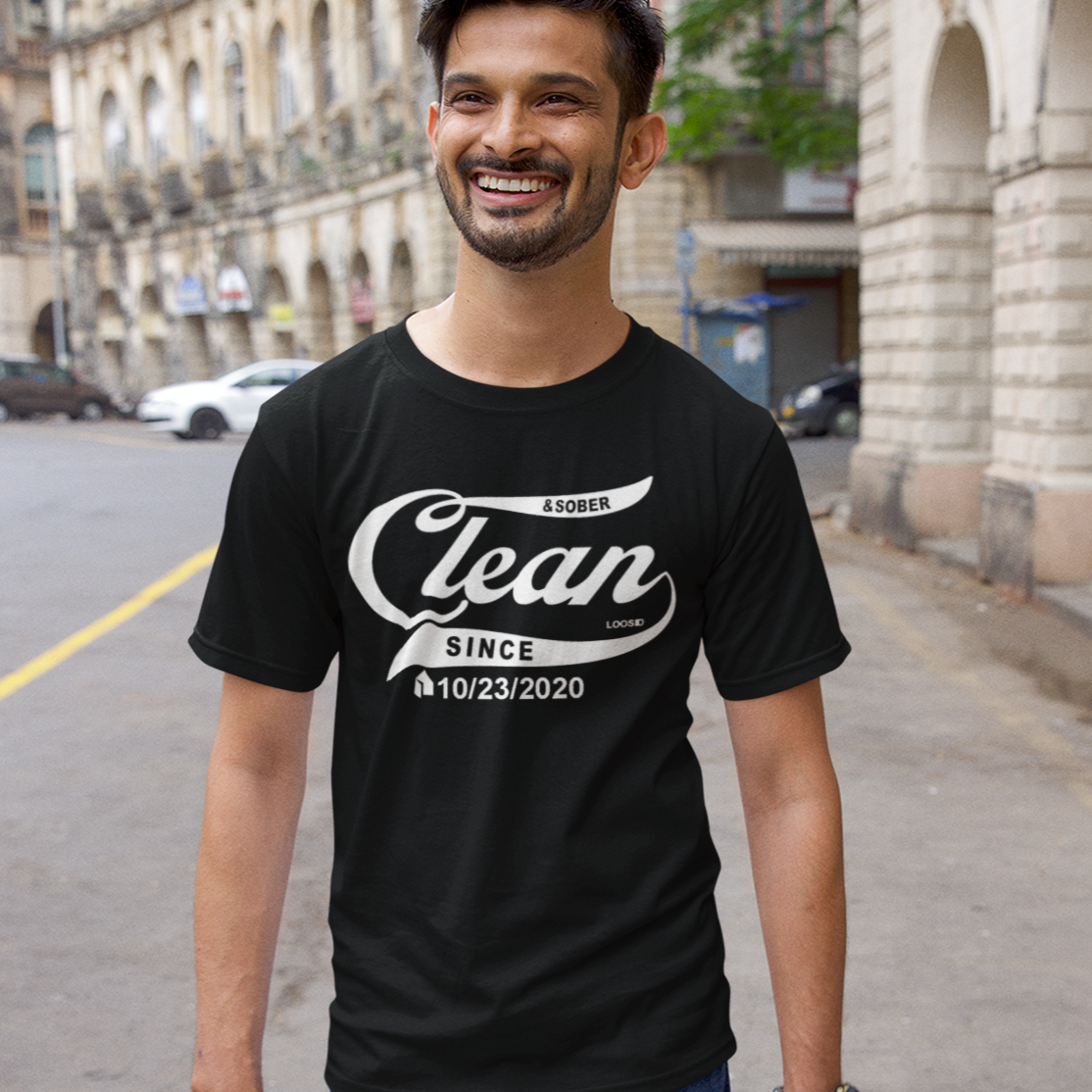 Marr Clean & Sober T-shirt w/ Personalized Sobriety Date