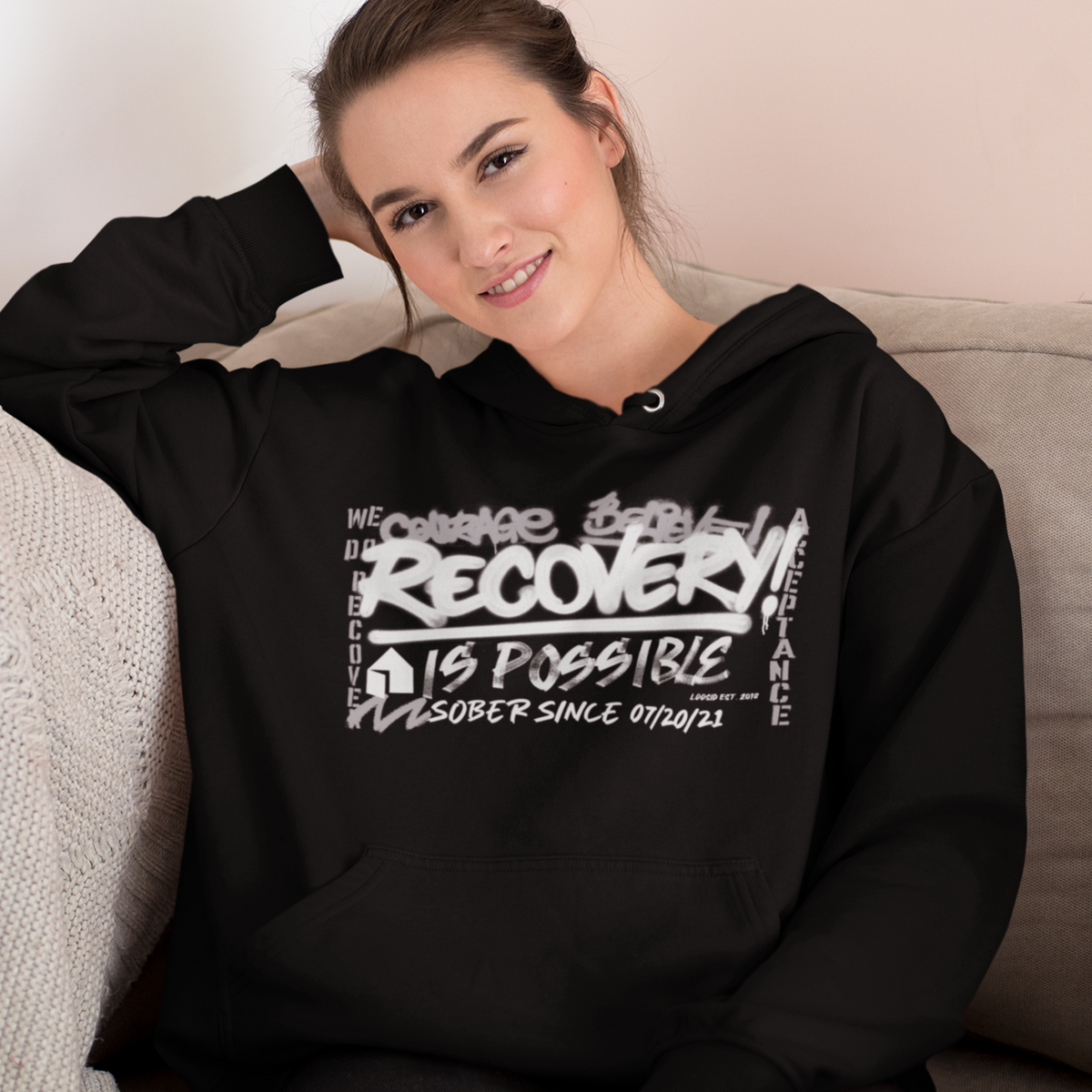Marr Women’s Recovery Is Possible Hoodie w/ Personalized Sobriety Date