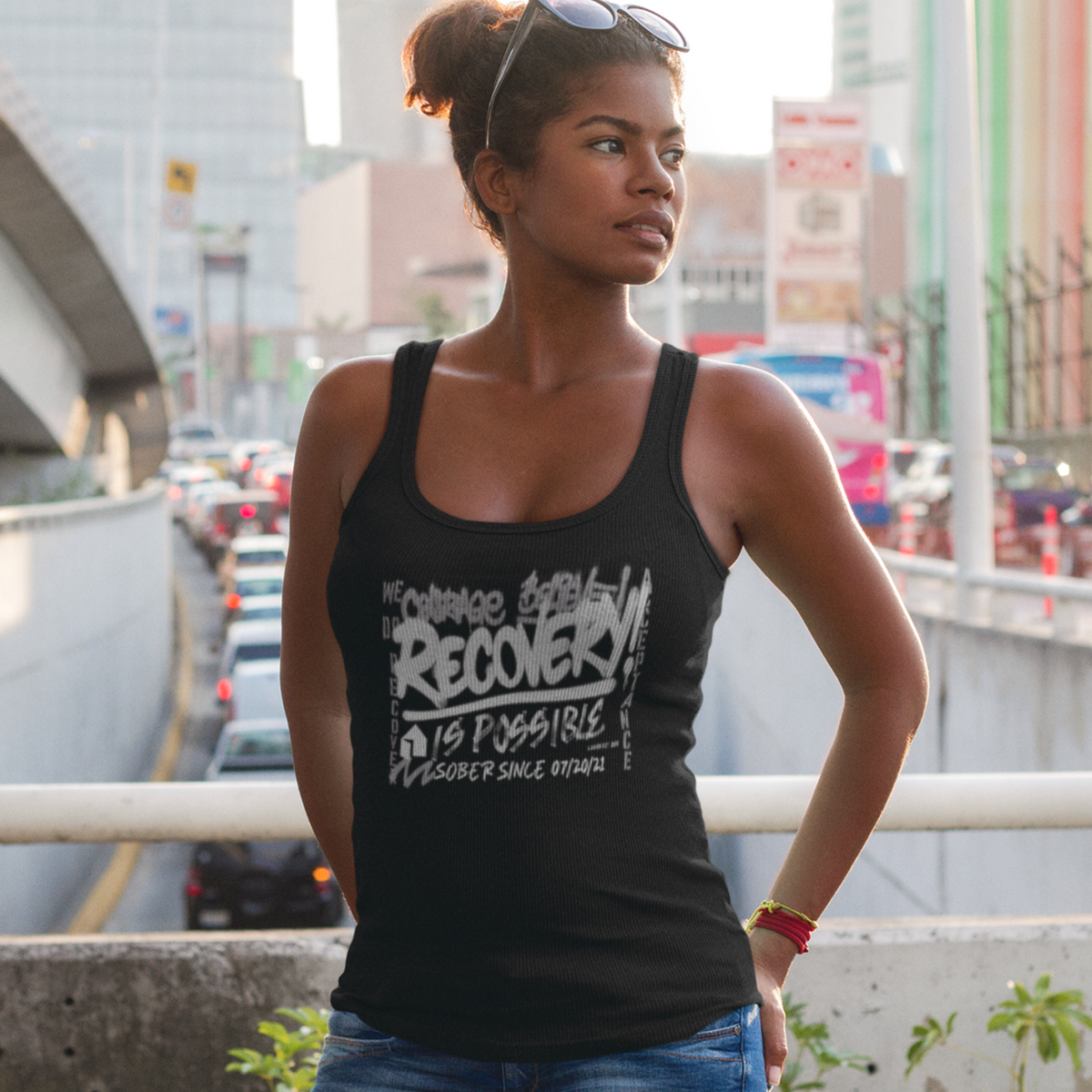Marr Women’s Recovery Is Possible Racerback Tank w/ Personalized Sobriety Date