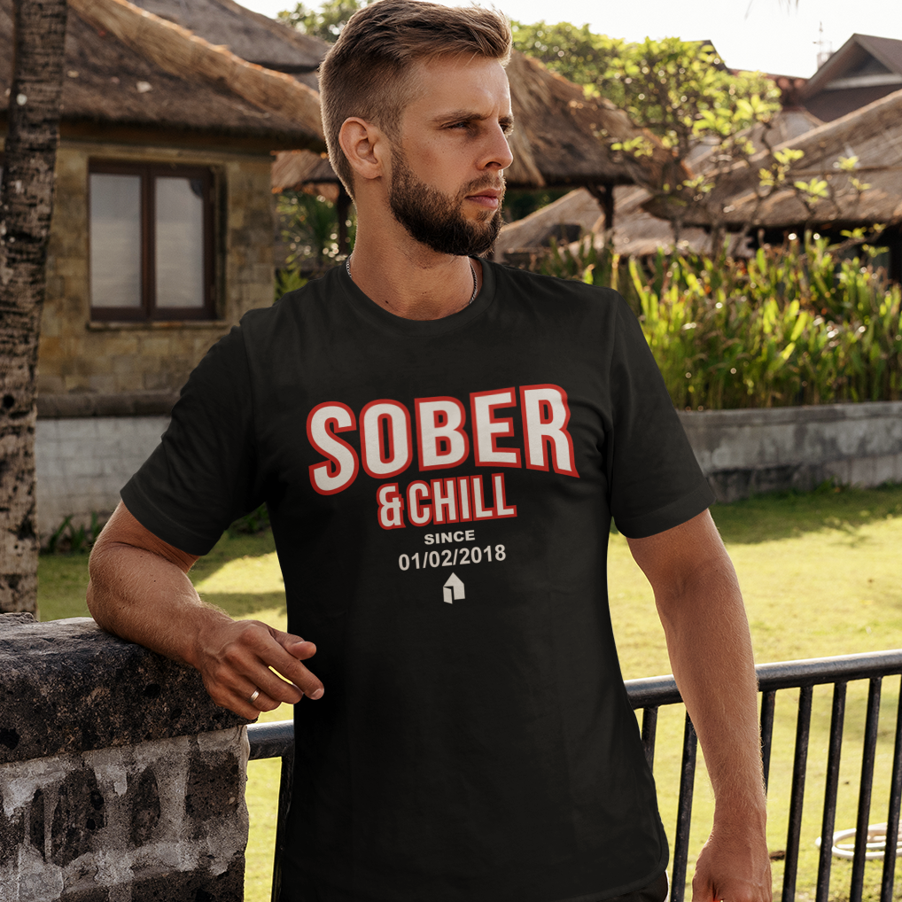 Marr Sober and Chill Unisex T-Shirt w/ Personalized Sober Date