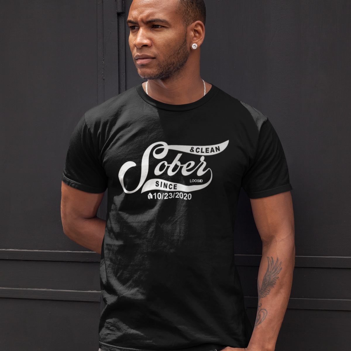Marr Mens Sober Since T-Shirt w/ Personalized Sobriety Date